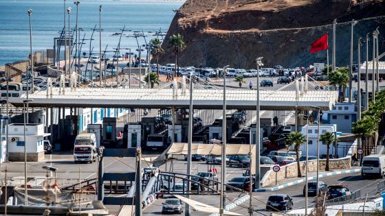 A picture taken on September 4, 2018 shows a general view of the border and customs checkpoint that allows passage between Spain's North African enclave of Ceuta, which lies on the Strait of Gibraltar, and Morocco. (Photo by FADEL SENNA / AFP) (Photo credit should read FADEL SENNA/AFP via Getty Images)