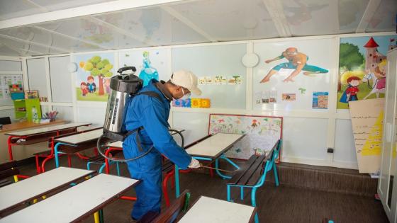 RABAT, MOROCCO - MARCH 20: Disinfection works being conducted at a care center for children and cancer patients as a preventive measures against the coronavirus (Covid-19) in Rabat, Morocco on March 20, 2020. (Photo by Jalal Morchidi/Anadolu Agency via Getty Images)